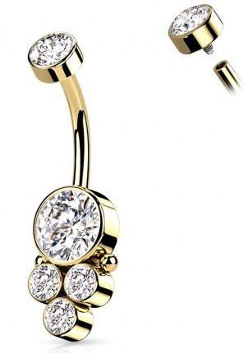 Złoty kolczyk do pępka z kryształkami DIA-PB564 BG – stal chirurgiczna.jpg